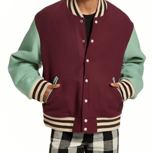 Maroon Varsity Leather Jacket